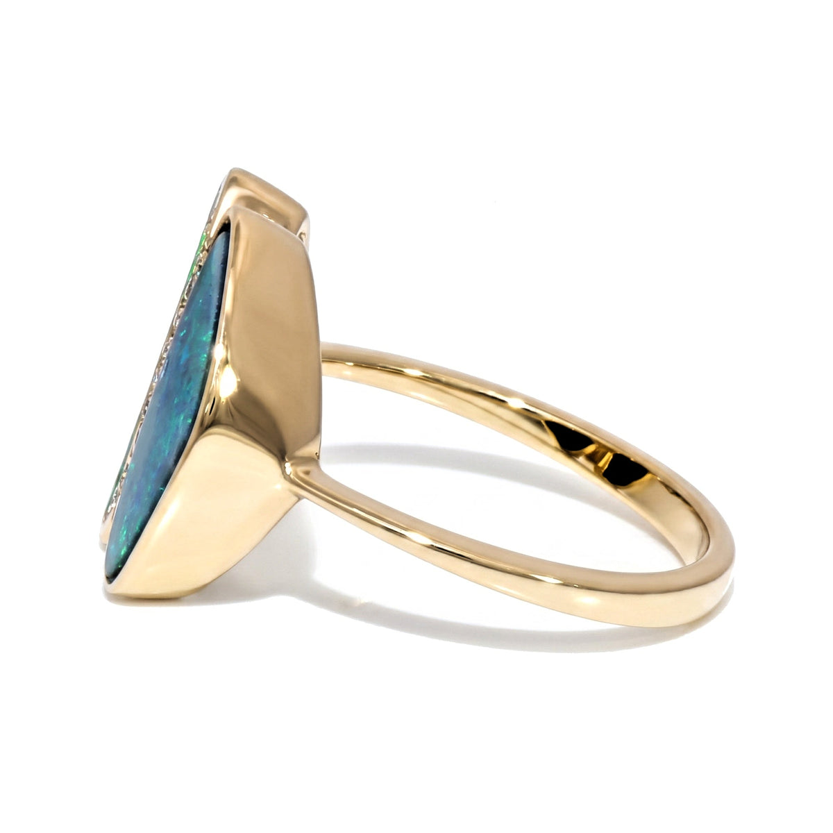 10K Yellow Gold Doublet Opal and Diamond Ring 3.45CT