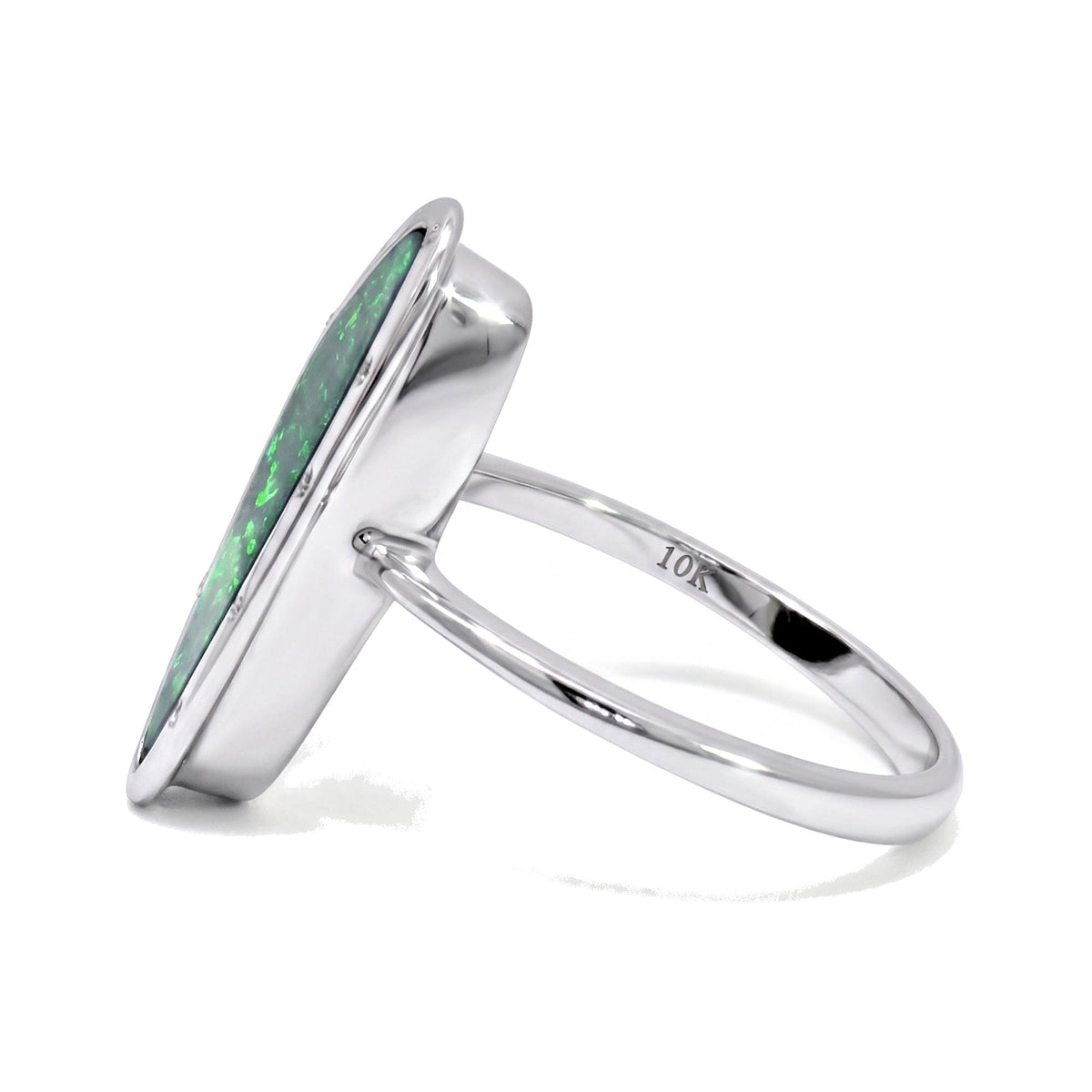 10K White Gold Doublet Opal and Diamond Ring 3.40CT