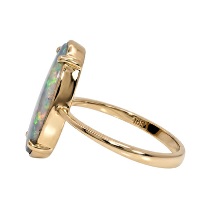 10K Yellow Gold Doublet Opal Ring 2.45CT