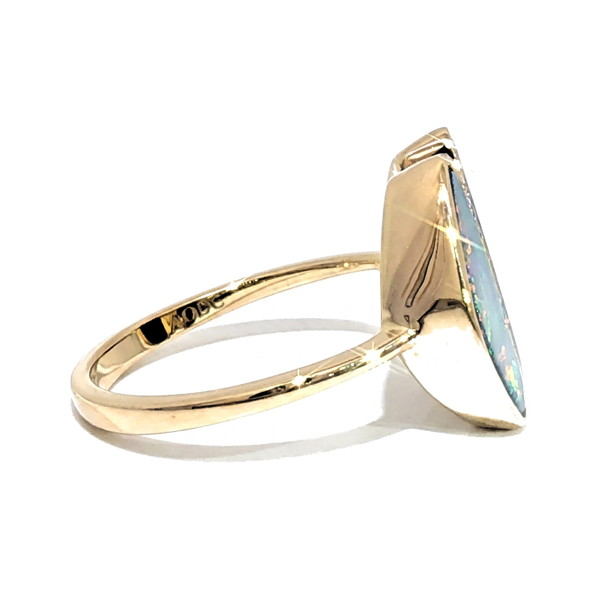 10K Yellow Gold Doublet Opal and Diamond Ring 3.45CT