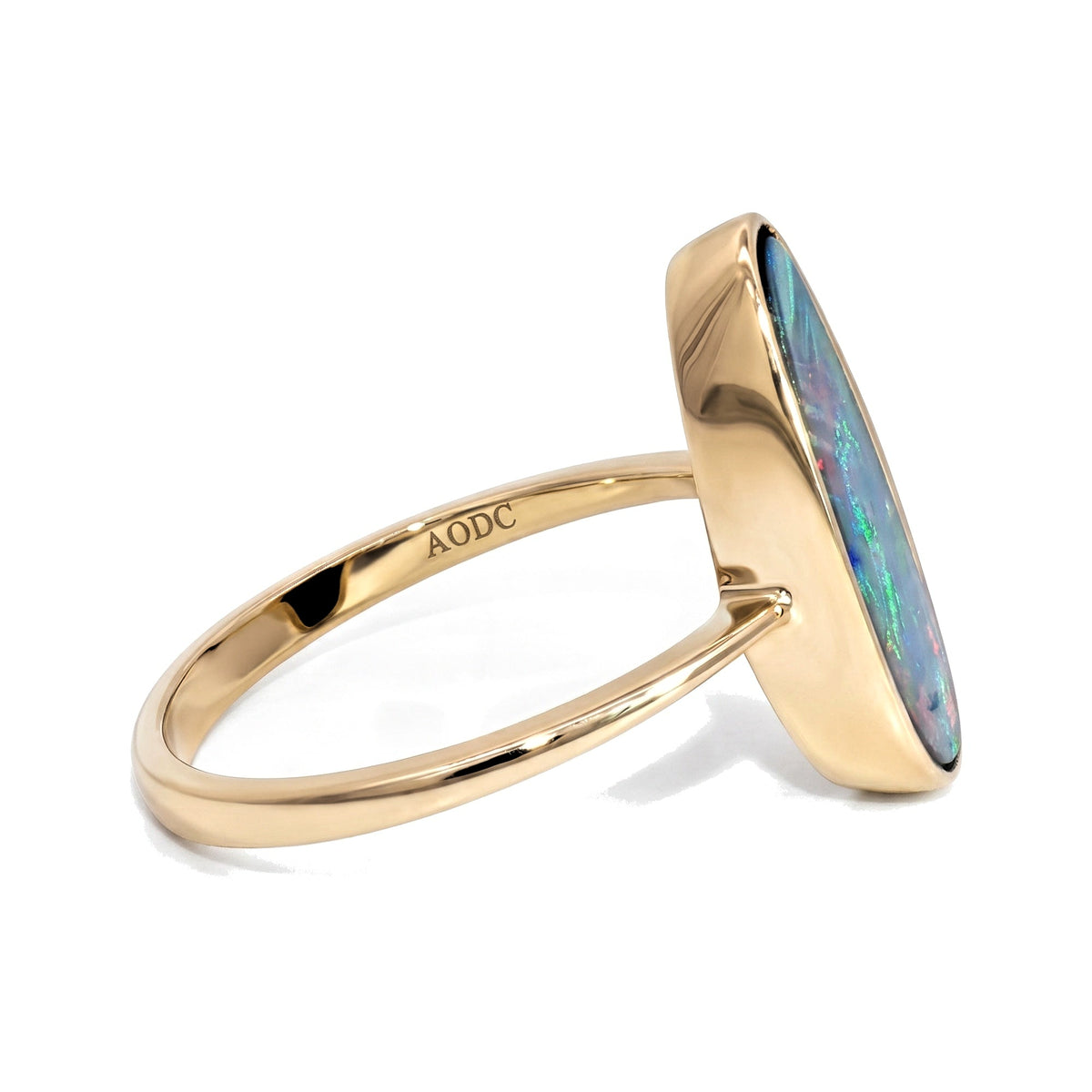 10K Yellow Gold Doublet Opal Ring 2.45CT