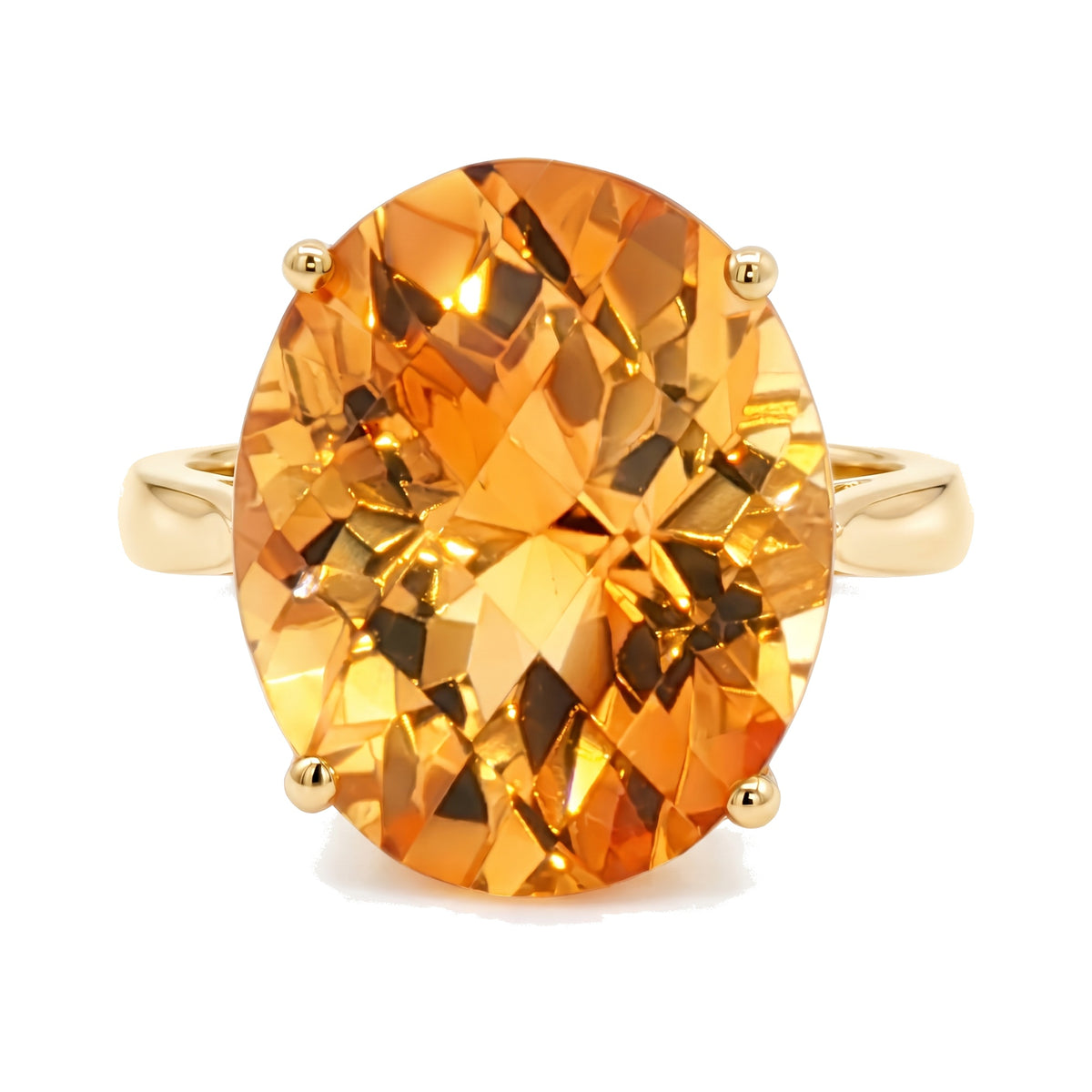 14K Yellow Gold Oval Citrine Ring 11.66CT