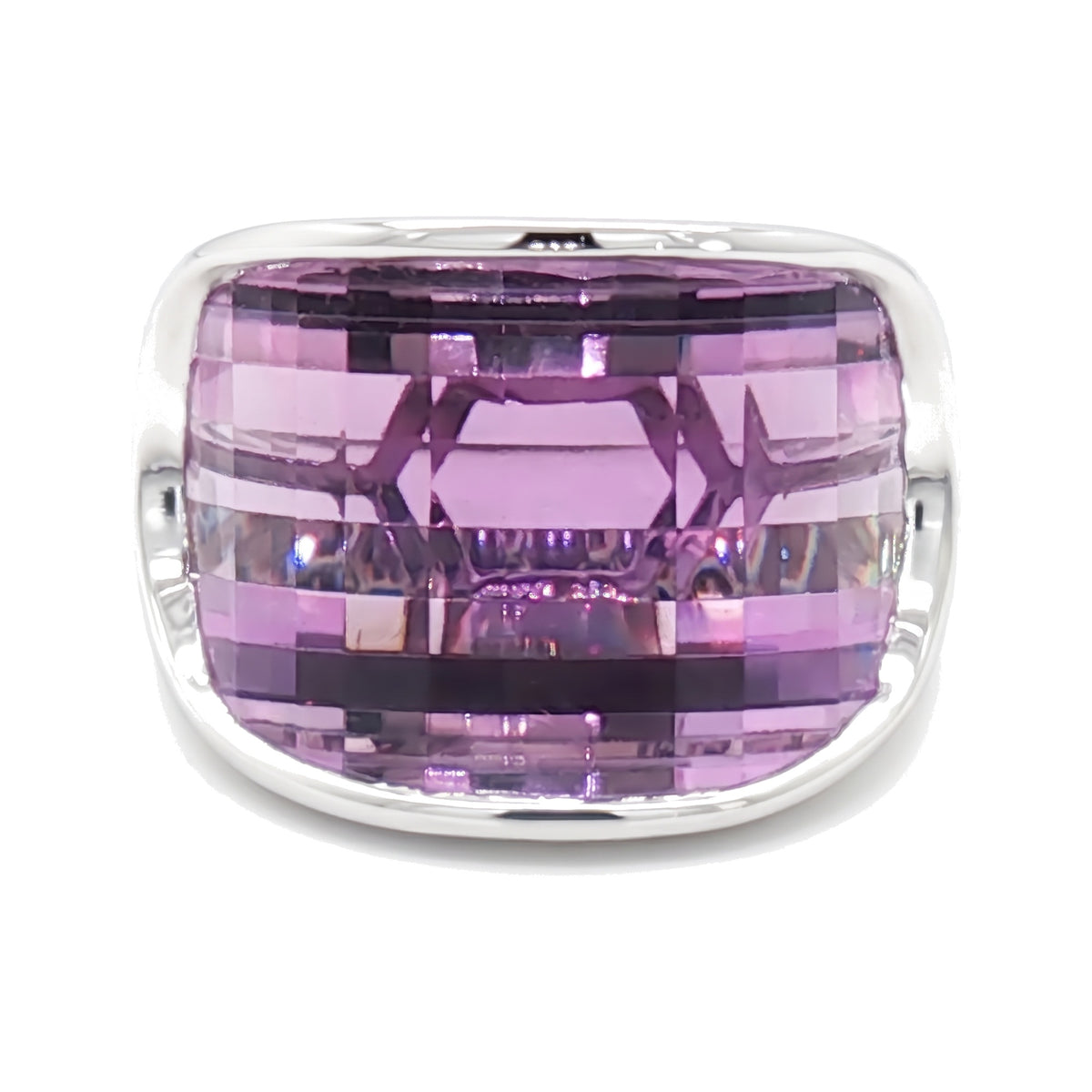 14K White Gold Amethyst Ring 14.22CT