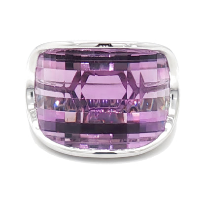 14K White Gold Amethyst Ring 14.22CT
