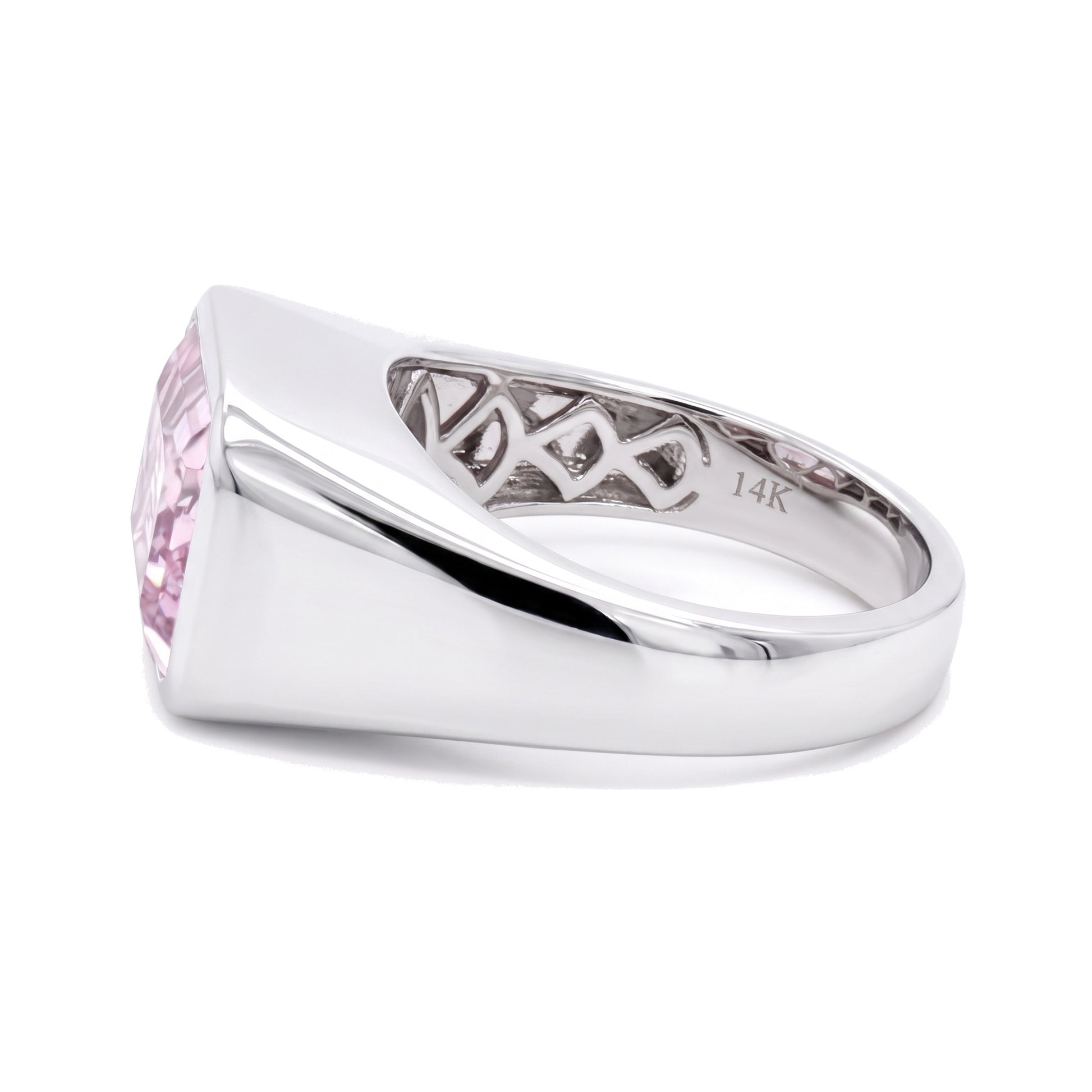 14K White Gold Emerald Cut Kunzite Ring 5.92CT