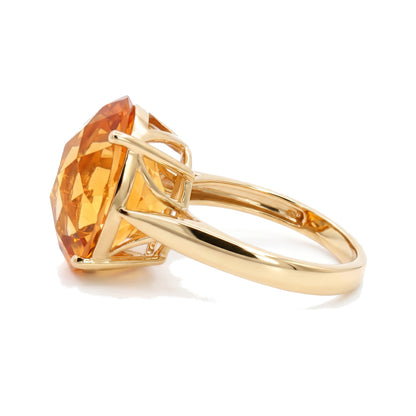 14K Yellow Gold Oval Citrine Ring 11.66CT