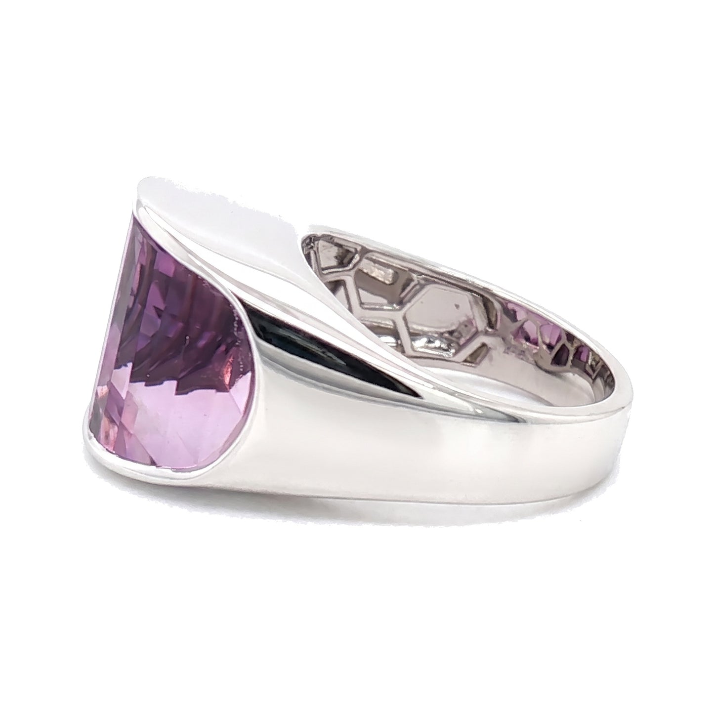 14K White Gold Amethyst Ring 14.22CT
