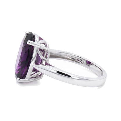 14K White Gold Oval Amethyst Ring 6.00CT