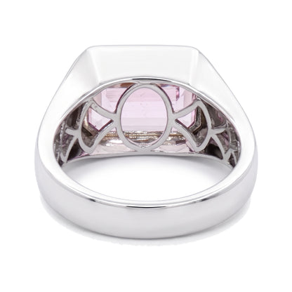 14K White Gold Emerald Cut Kunzite Ring 5.92CT