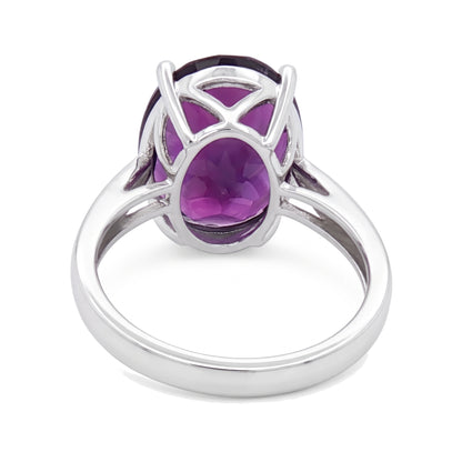 14K White Gold Oval Amethyst Ring 6.00CT