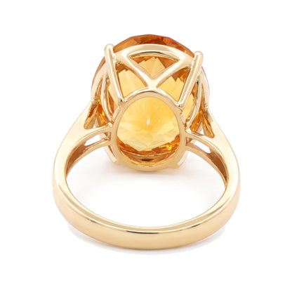 14K Yellow Gold Oval Citrine Ring 11.66CT