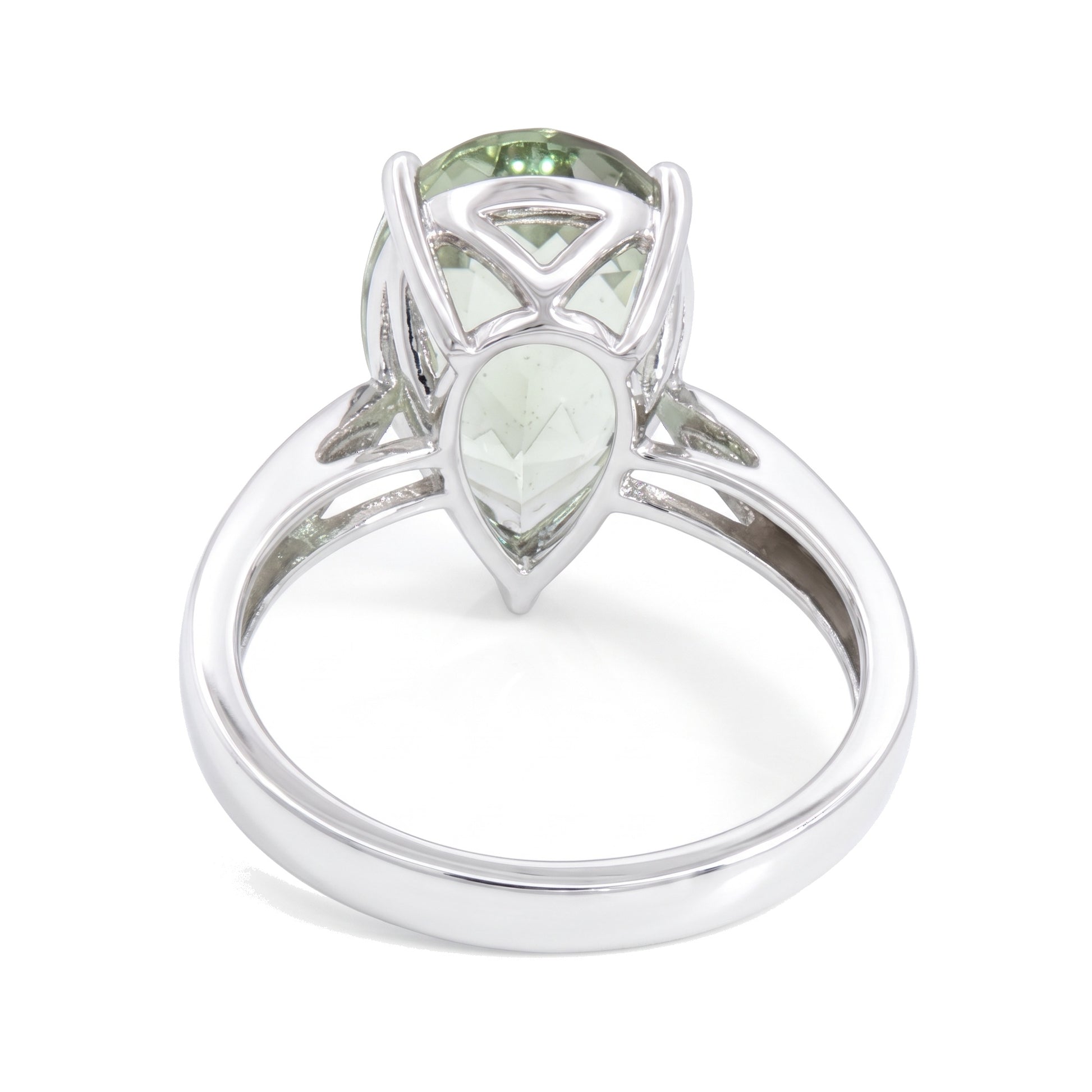 14K White Gold Pear Green Quartz Ring 5.57CT