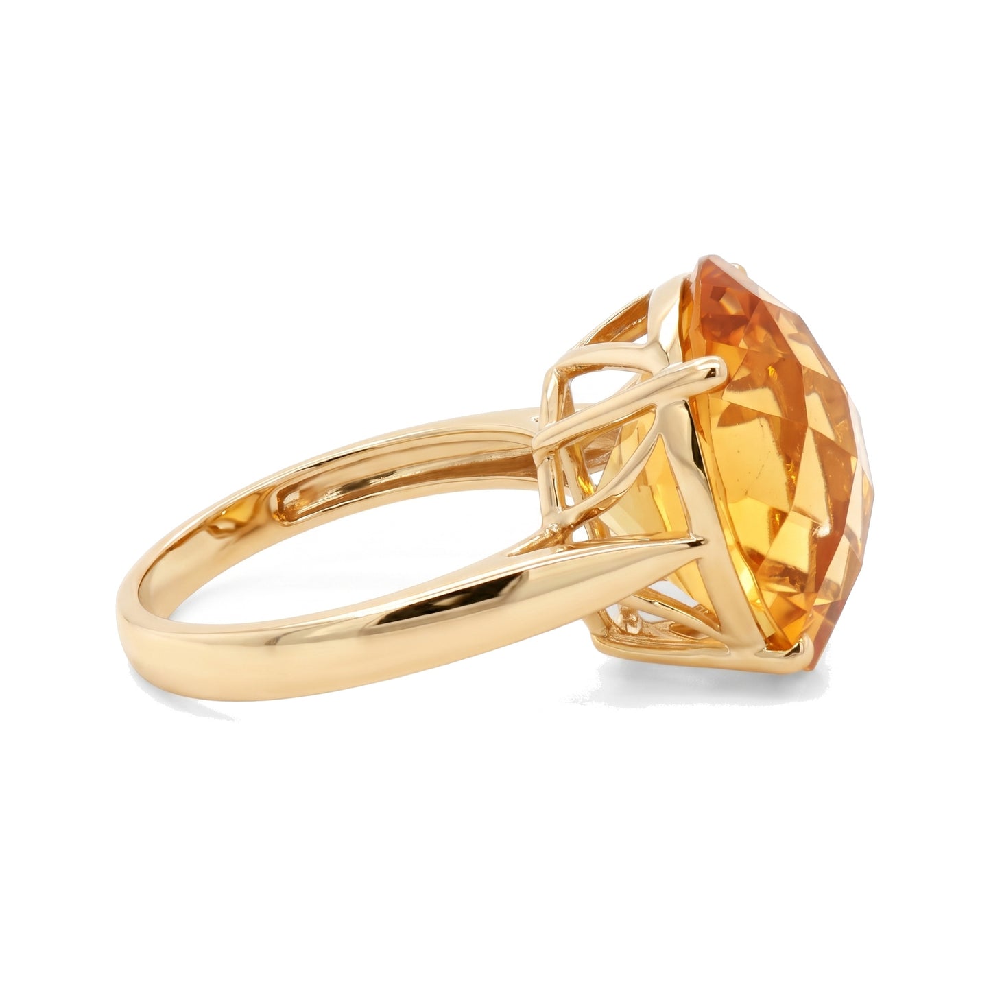 14K Yellow Gold Oval Citrine Ring 11.66CT