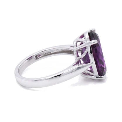 14K White Gold Oval Amethyst Ring 6.00CT