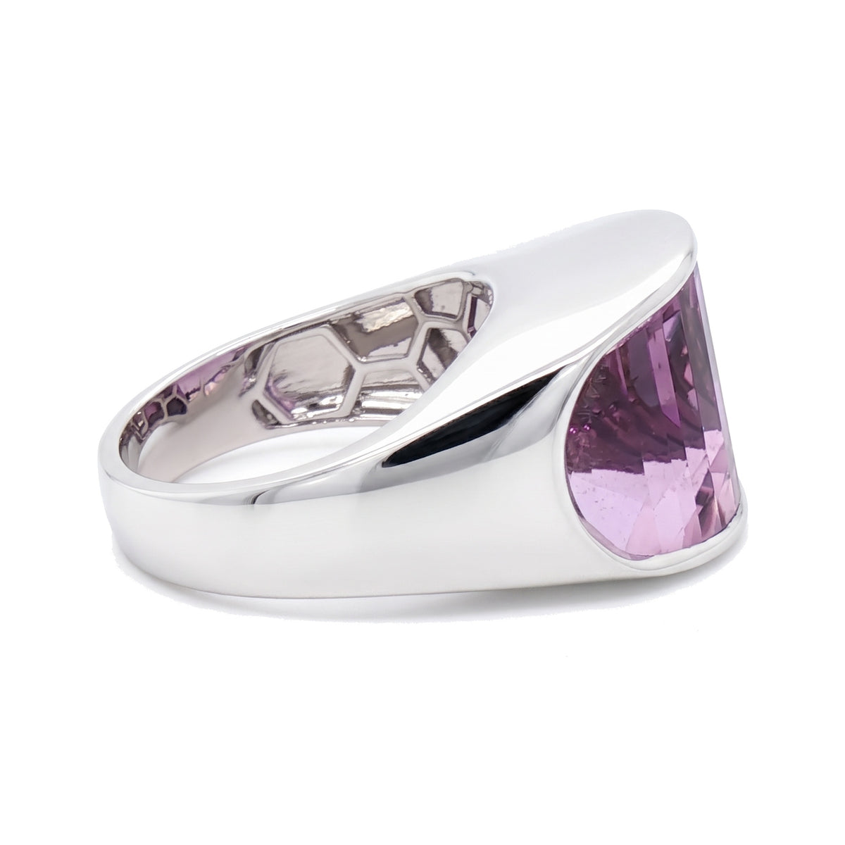14K White Gold Amethyst Ring 14.22CT