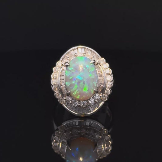 Black Opal and Diamond Ring 3.92CT