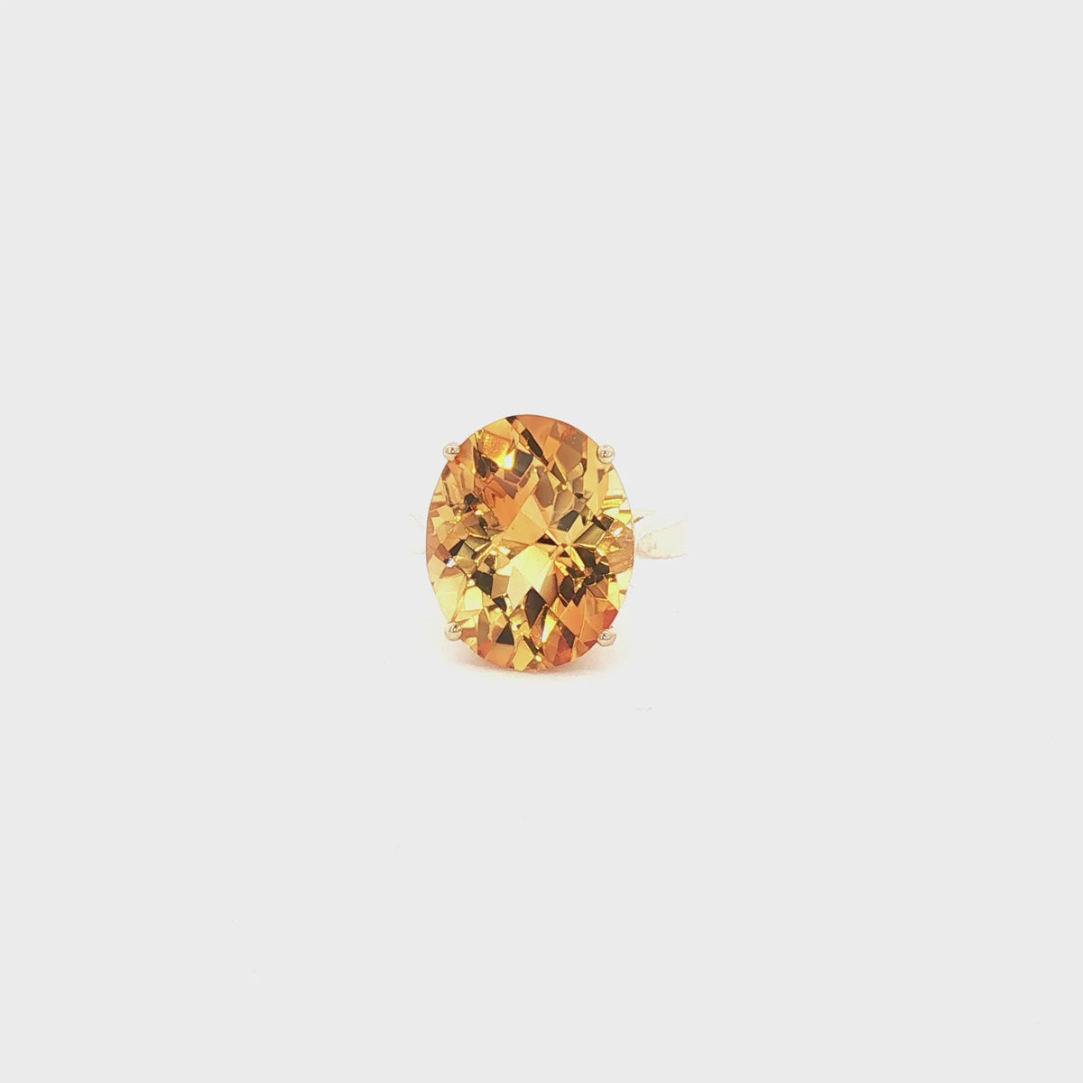 14K Yellow Gold Oval Citrine Ring 11.66CT