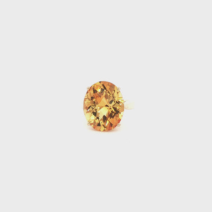 14K Yellow Gold Oval Citrine Ring 11.66CT