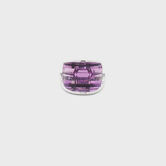 14K White Gold Amethyst Ring 14.22CT