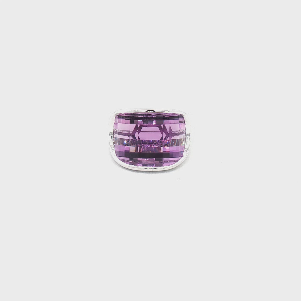 14K White Gold Amethyst Ring 14.22CT