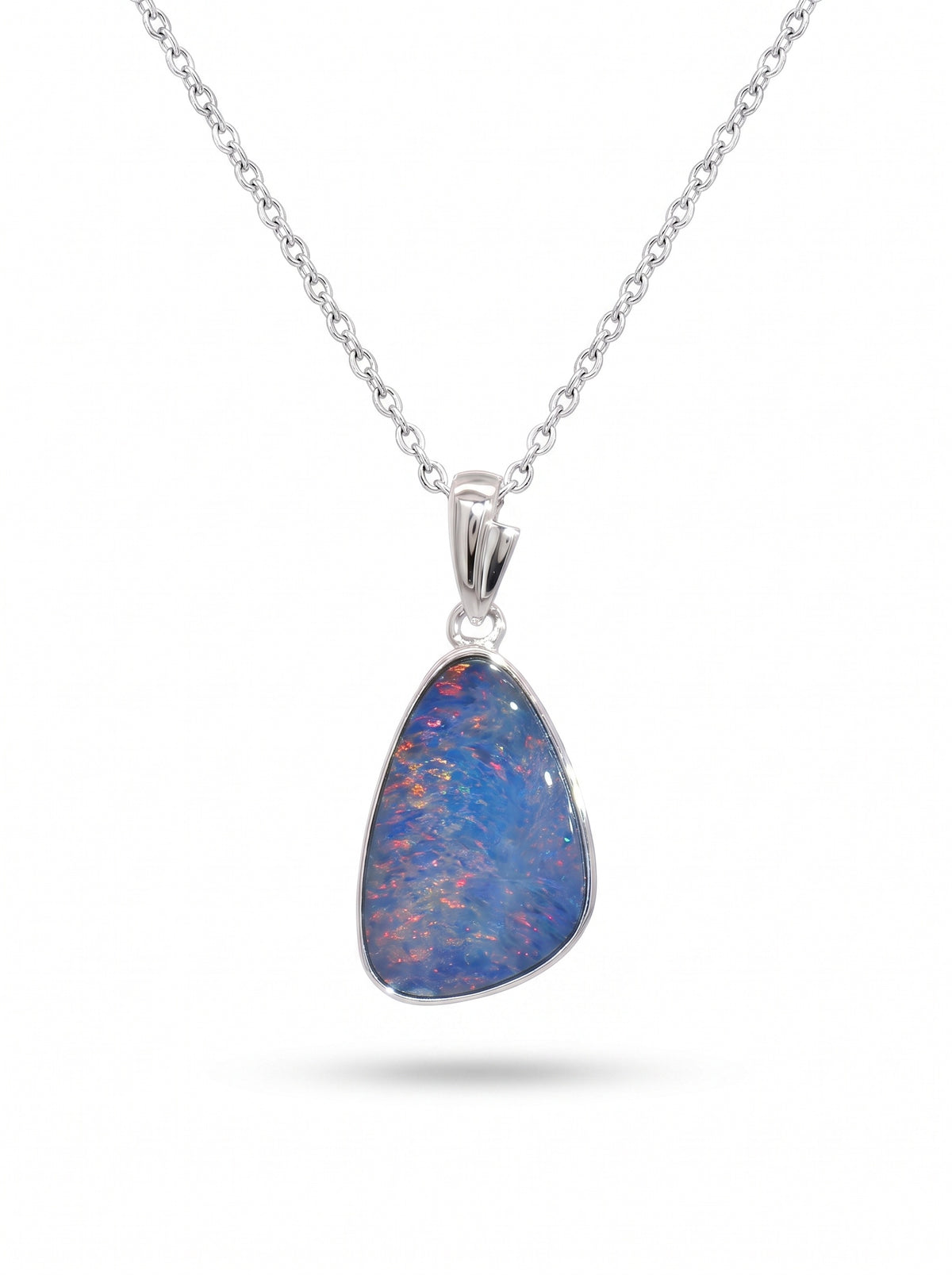 10K White Gold Doublet Opal Pendant 3.05CT
