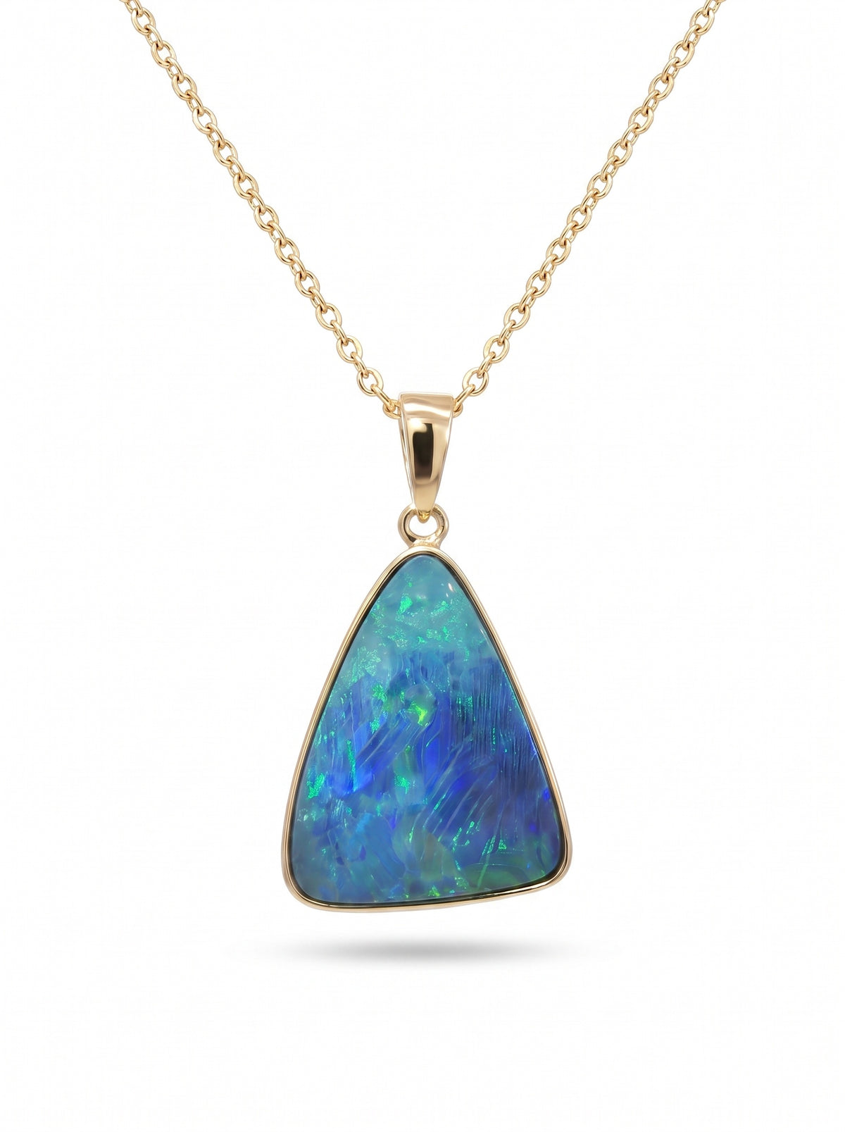 10K Yellow Gold Doublet Opal Pendant 6.00CT
