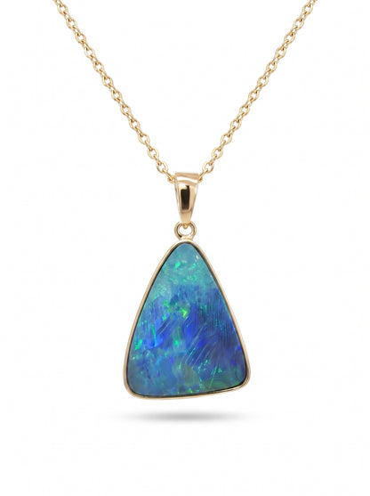 10K Yellow Gold Doublet Opal Pendant 6.00CT