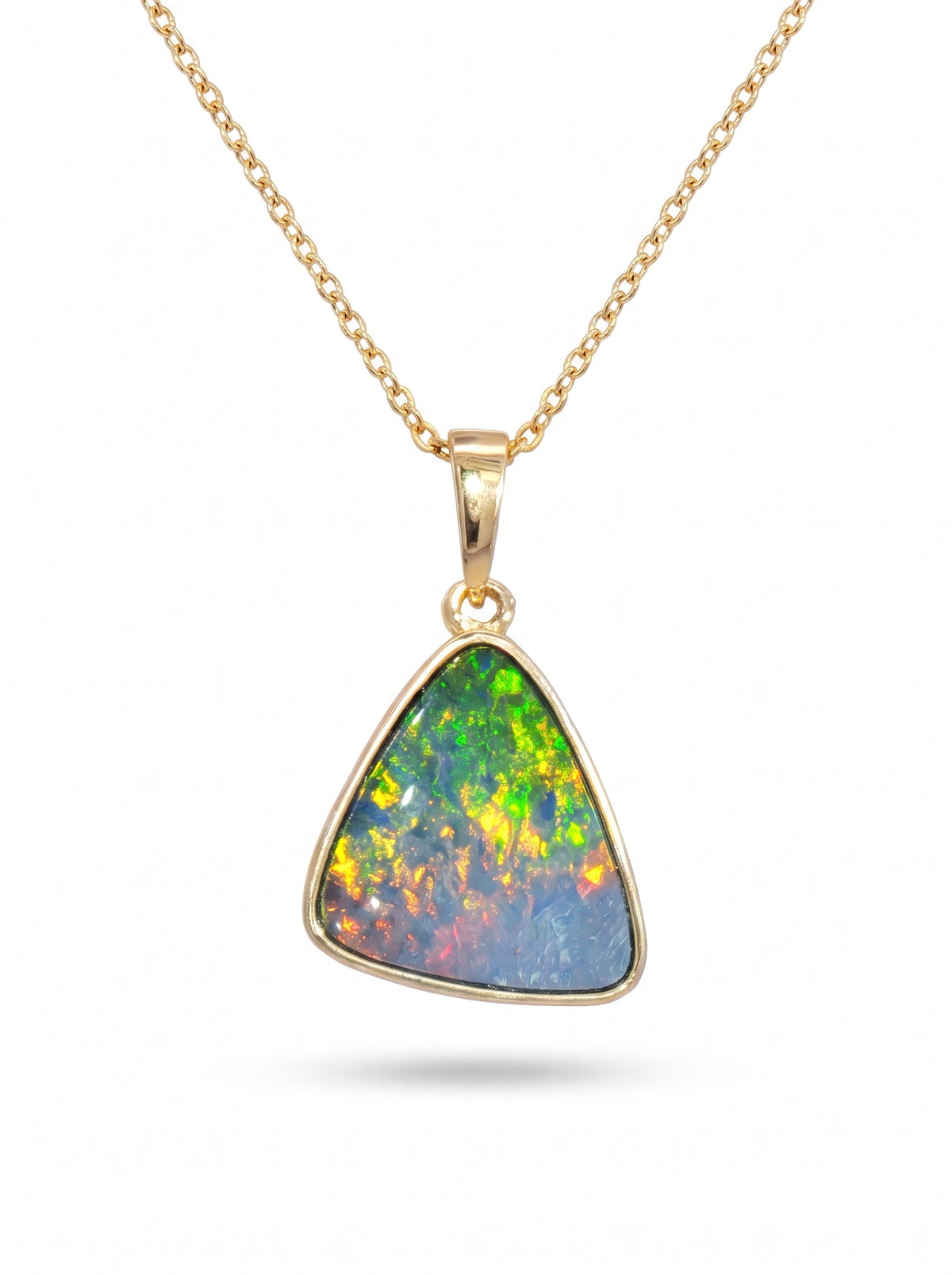 10K Yellow Gold Doublet Opal Pendant 2.40CT