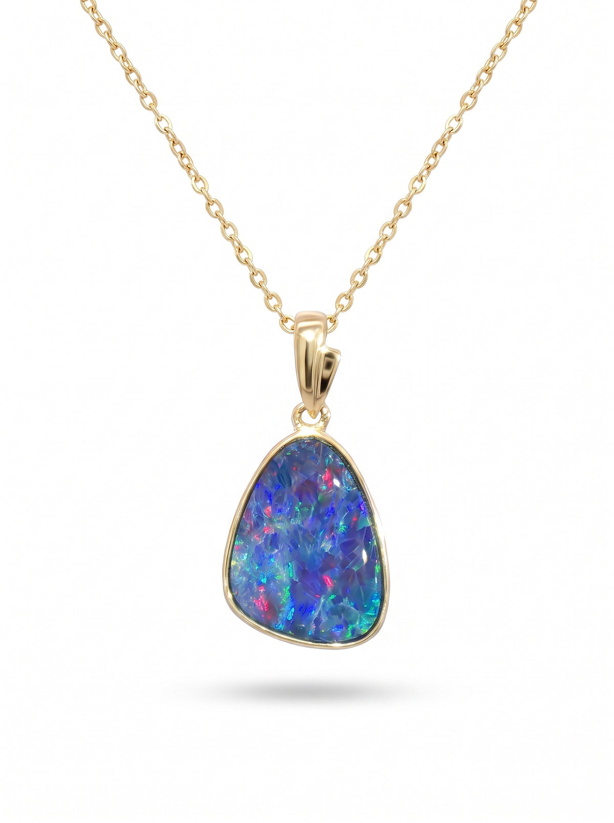 10K Yellow Gold Doublet Opal Pendant 2.95CT