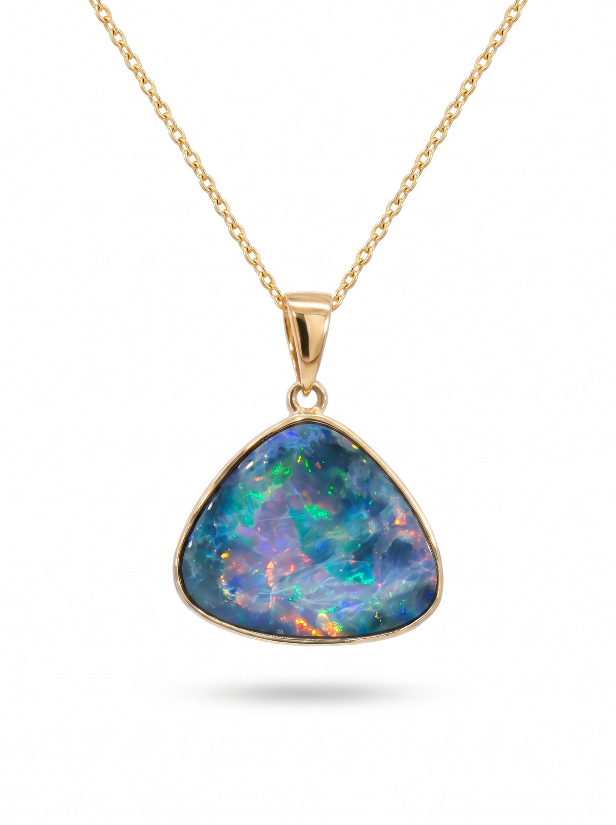10K Yellow Gold Doublet Opal Pendant 5.25CT