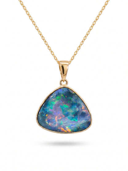 10K Yellow Gold Doublet Opal Pendant 5.25CT