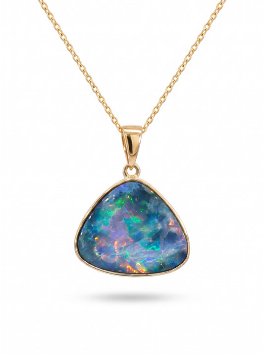 10K Yellow Gold Doublet Opal Pendant 5.25CT