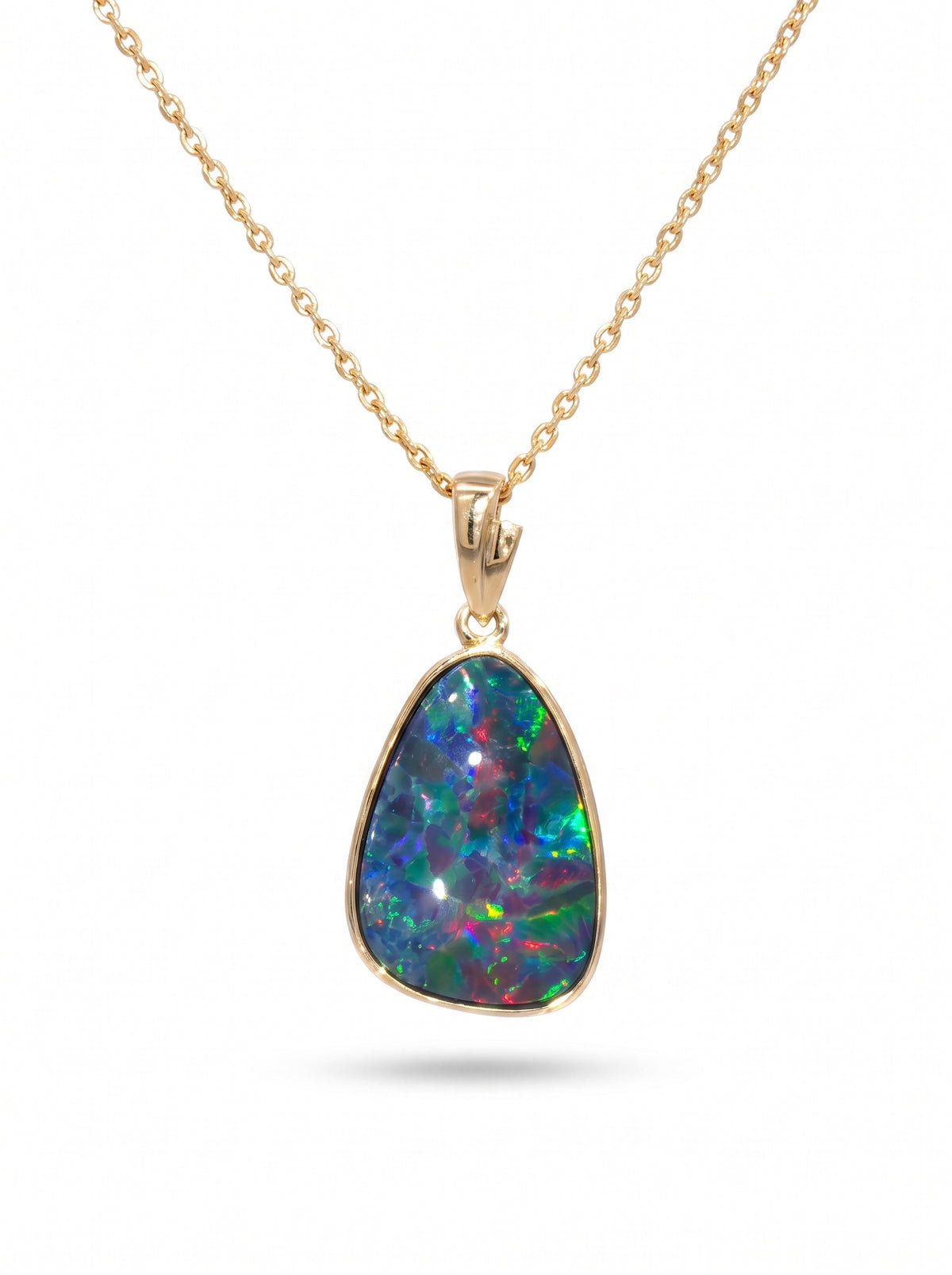 10K Yellow Gold Doublet Opal Pendant 3.90CT