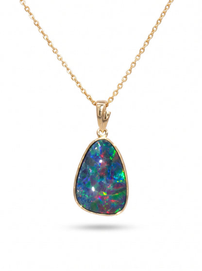 10K Yellow Gold Doublet Opal Pendant 3.90CT