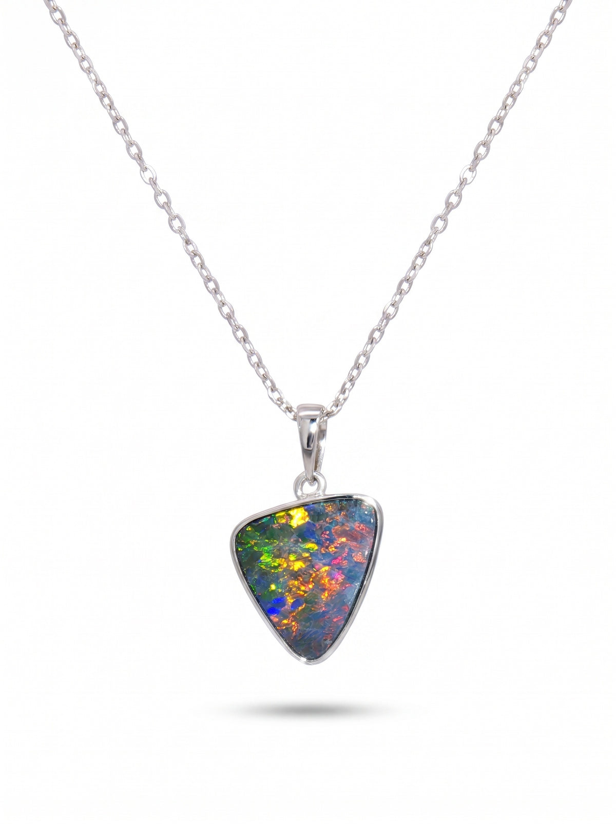 10K White Gold Doublet Opal Pendant 2.50CT