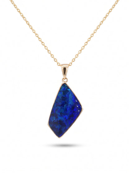 10K Yellow Gold Doublet Opal Pendant 4.85CT