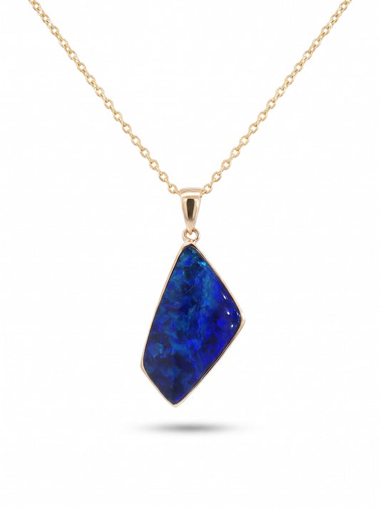 10K Yellow Gold Doublet Opal Pendant 4.85CT