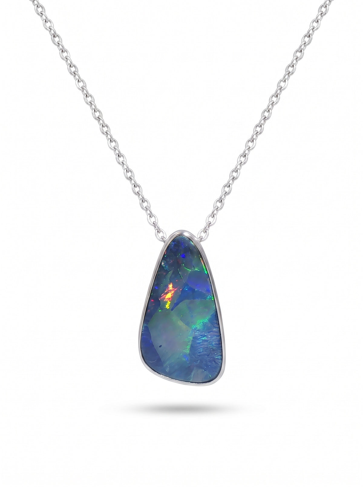 10K White Gold Doublet Opal Pendant 2.85CT