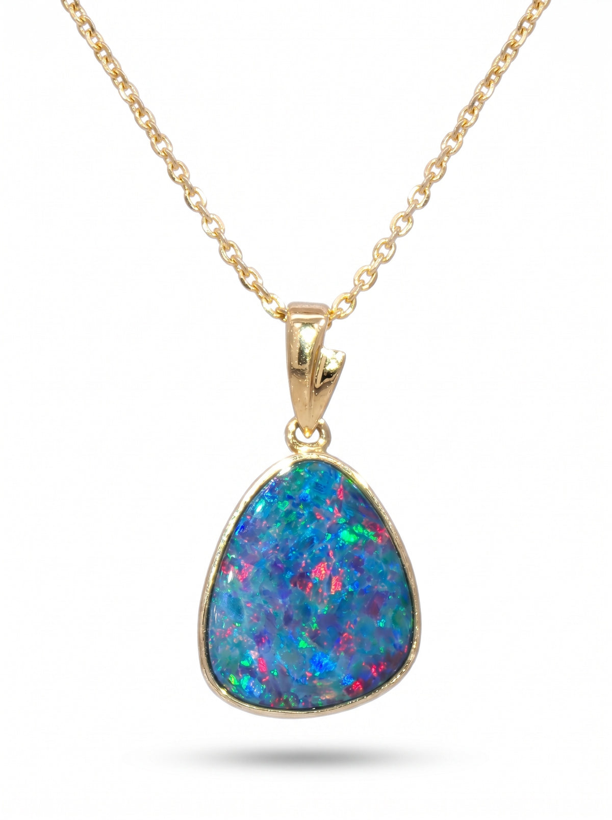 10K Yellow Gold Doublet Opal Pendant 3.05CT