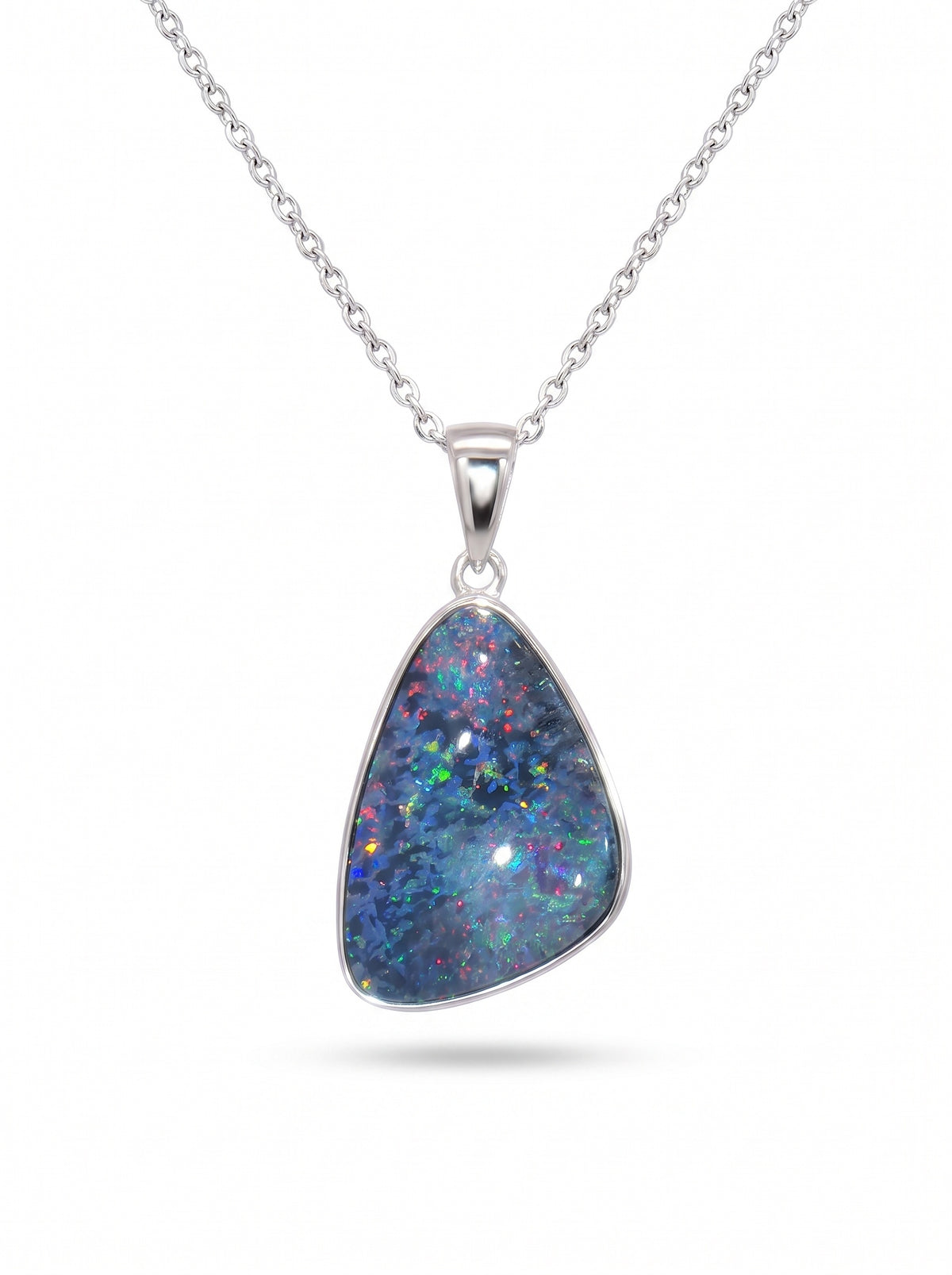 10K White Gold Doublet Opal Pendant 4.40CT