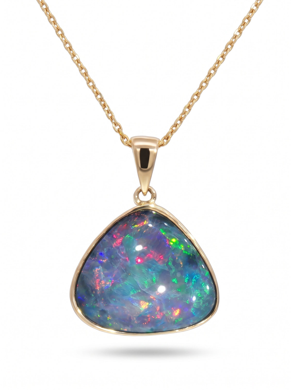 10K Yellow Gold Doublet Opal Pendant 4.55CT