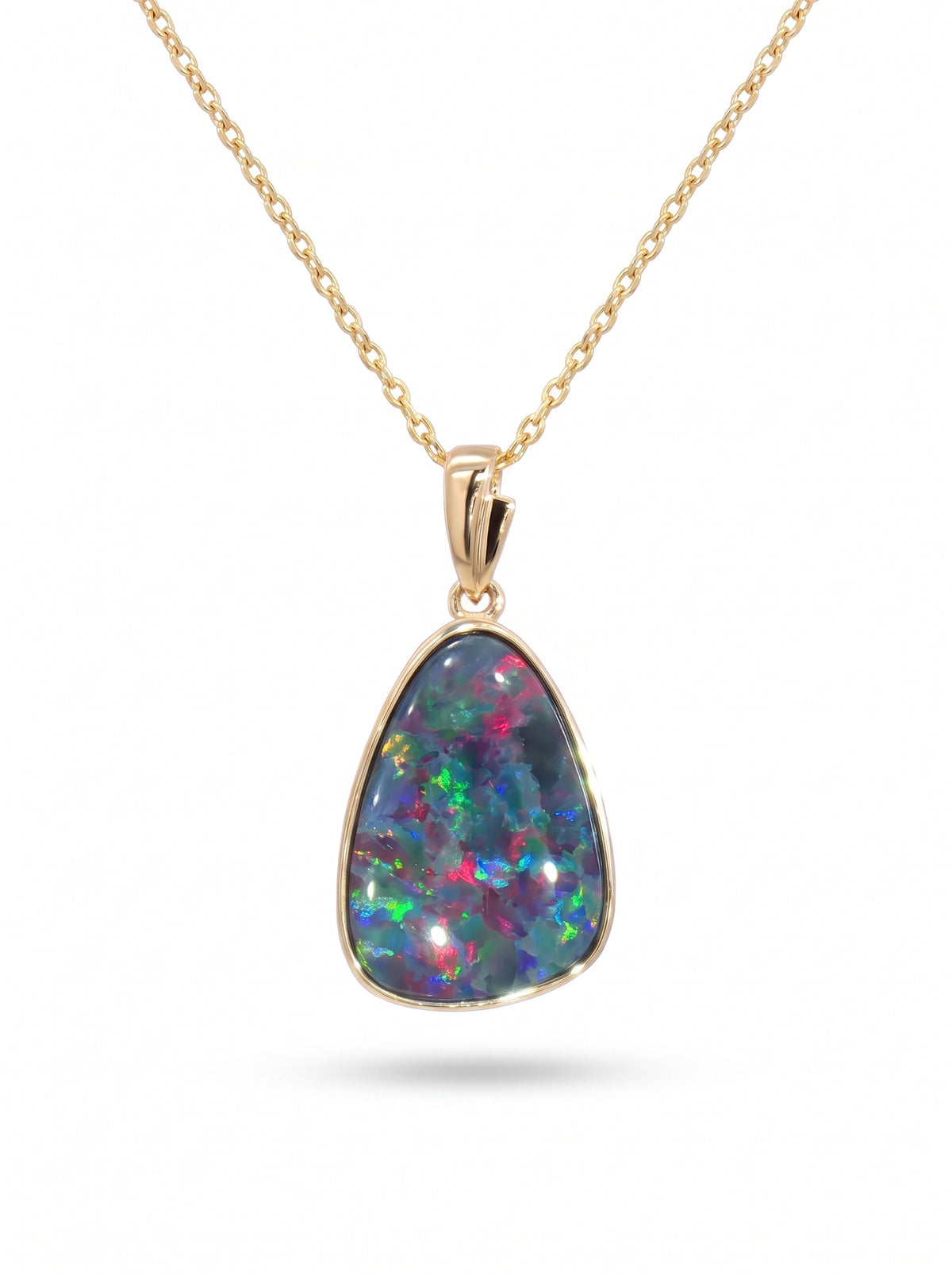 10K Yellow Gold Doublet Opal Pendant 4.00CT