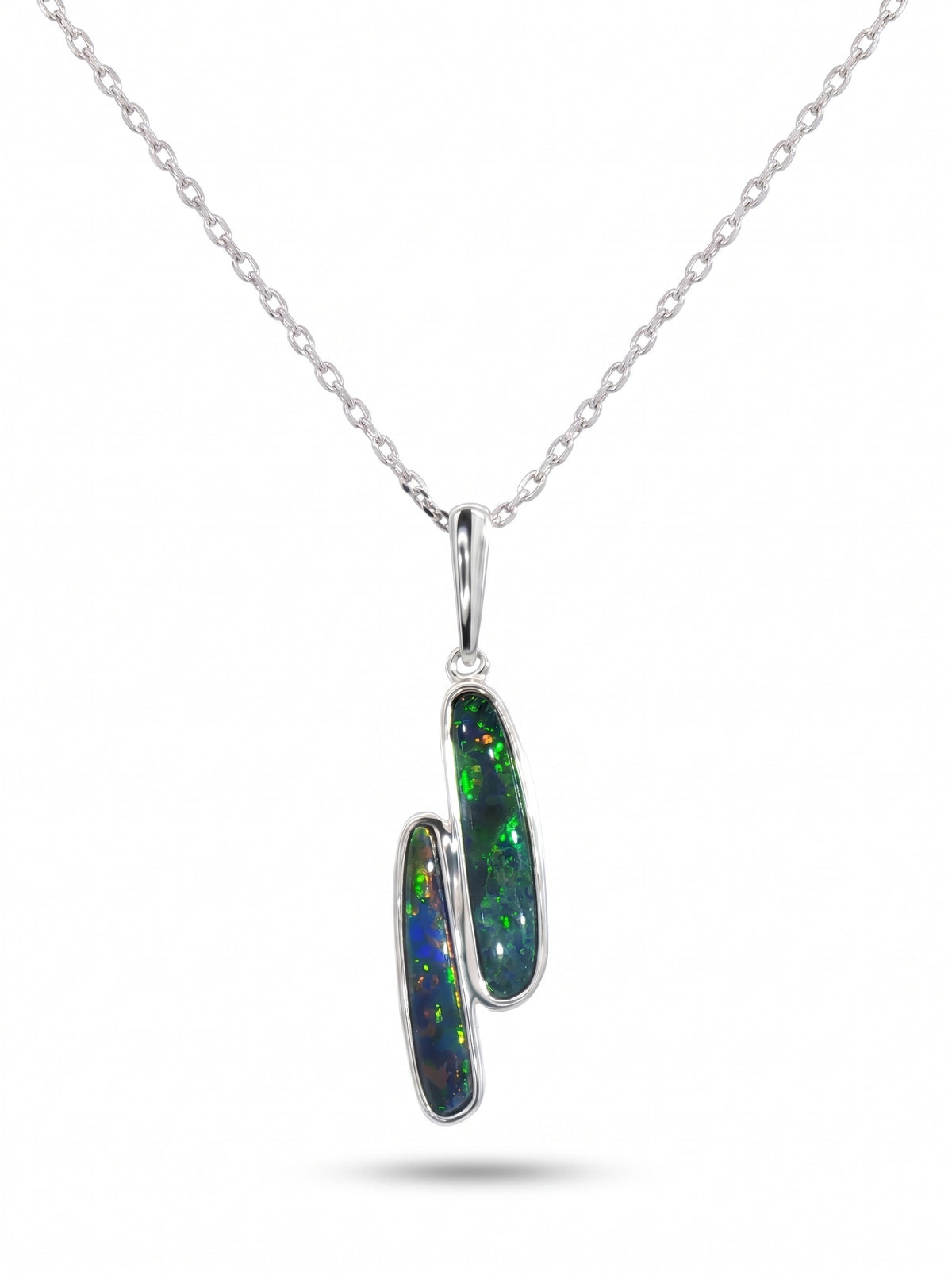 10K White Gold Doublet Opal Pendant 2.35CT