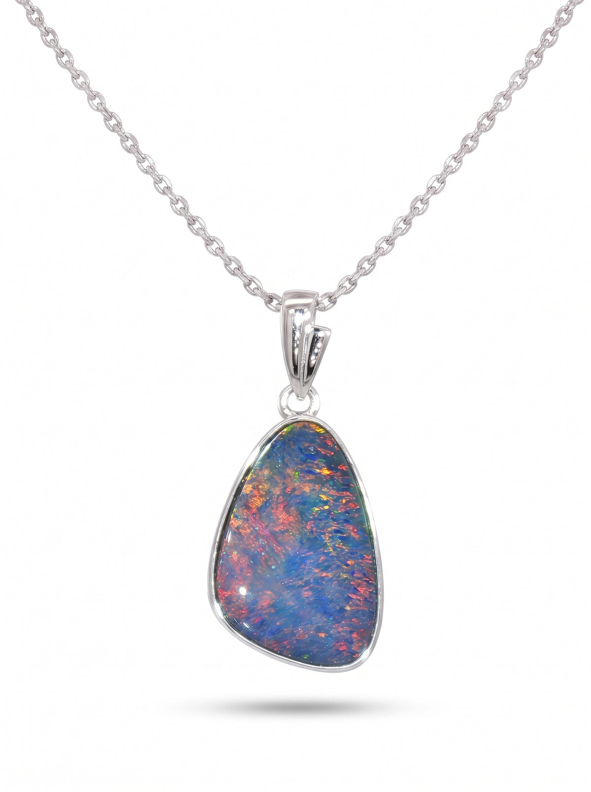 10K White Gold Doublet Opal Pendant 3.20CT