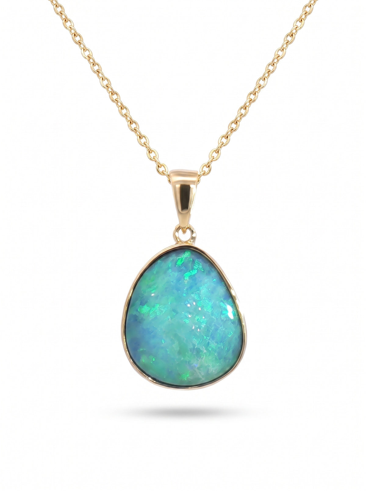 10K Yellow Gold Doublet Opal Pendant 8.40CT