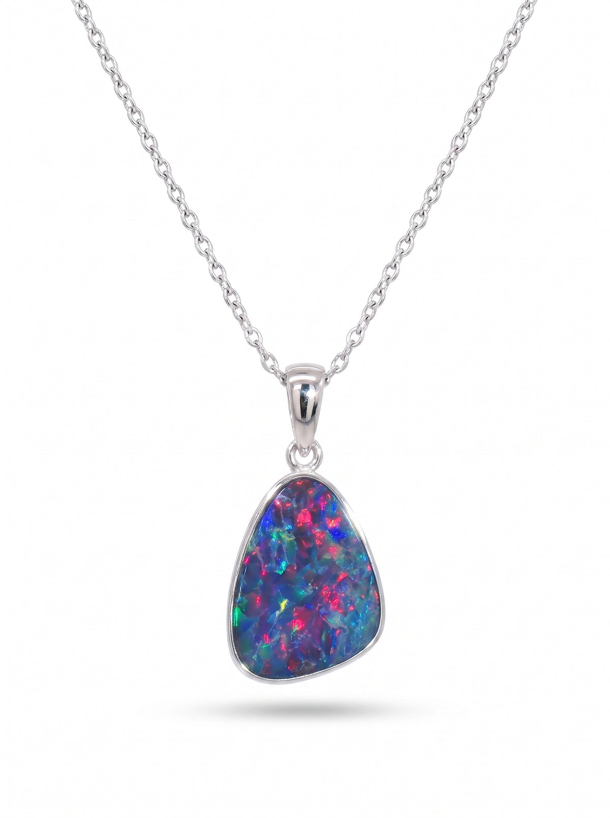 10K White Gold Doublet Opal Pendant 2.95CT