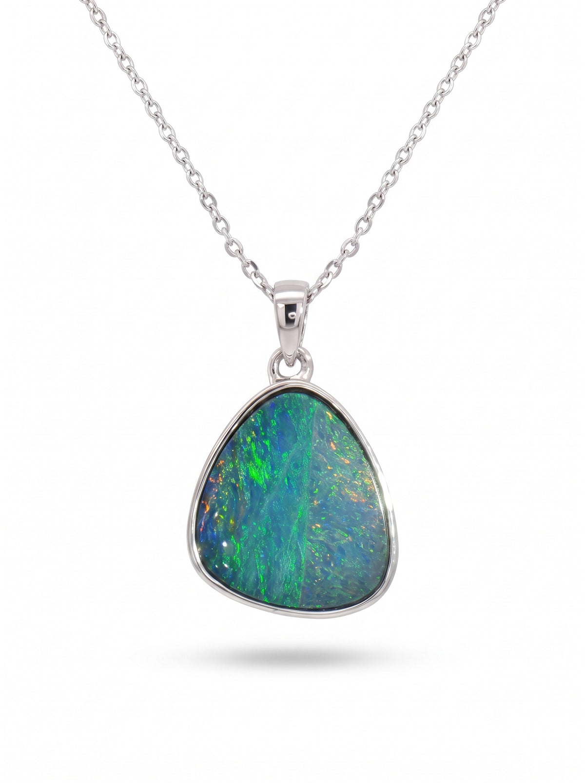 10K White Gold Doublet Opal Pendant 2.60CT