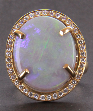 Black Opal and Diamond Ring 010496