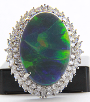 Black Opal and Diamond Ring 010501