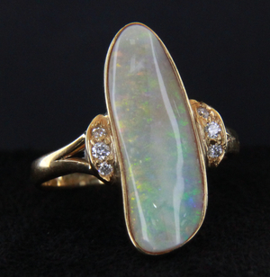 Crystal Opal and Diamond Ring 020937